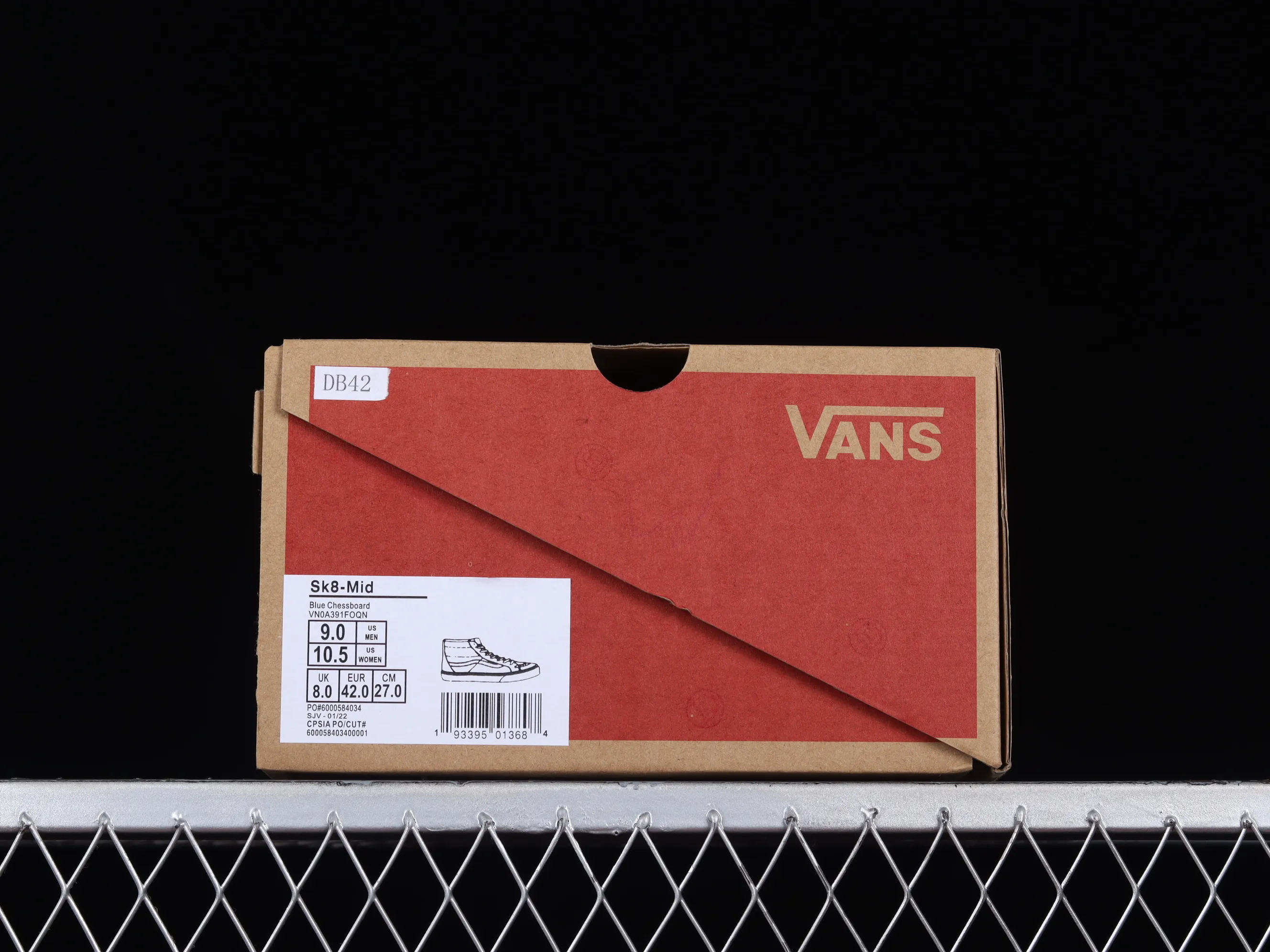 All categories Vans Vans series Vans Mid Vans Sk8-Mid Vans official haze blue checkerboard retro mid-top canvas vulcanized skateboard shoes VN0A391FOQN